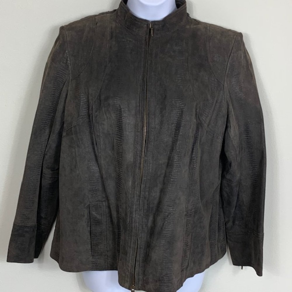 Alfani Genuine Suede/Leather Brown Fitted Jacket